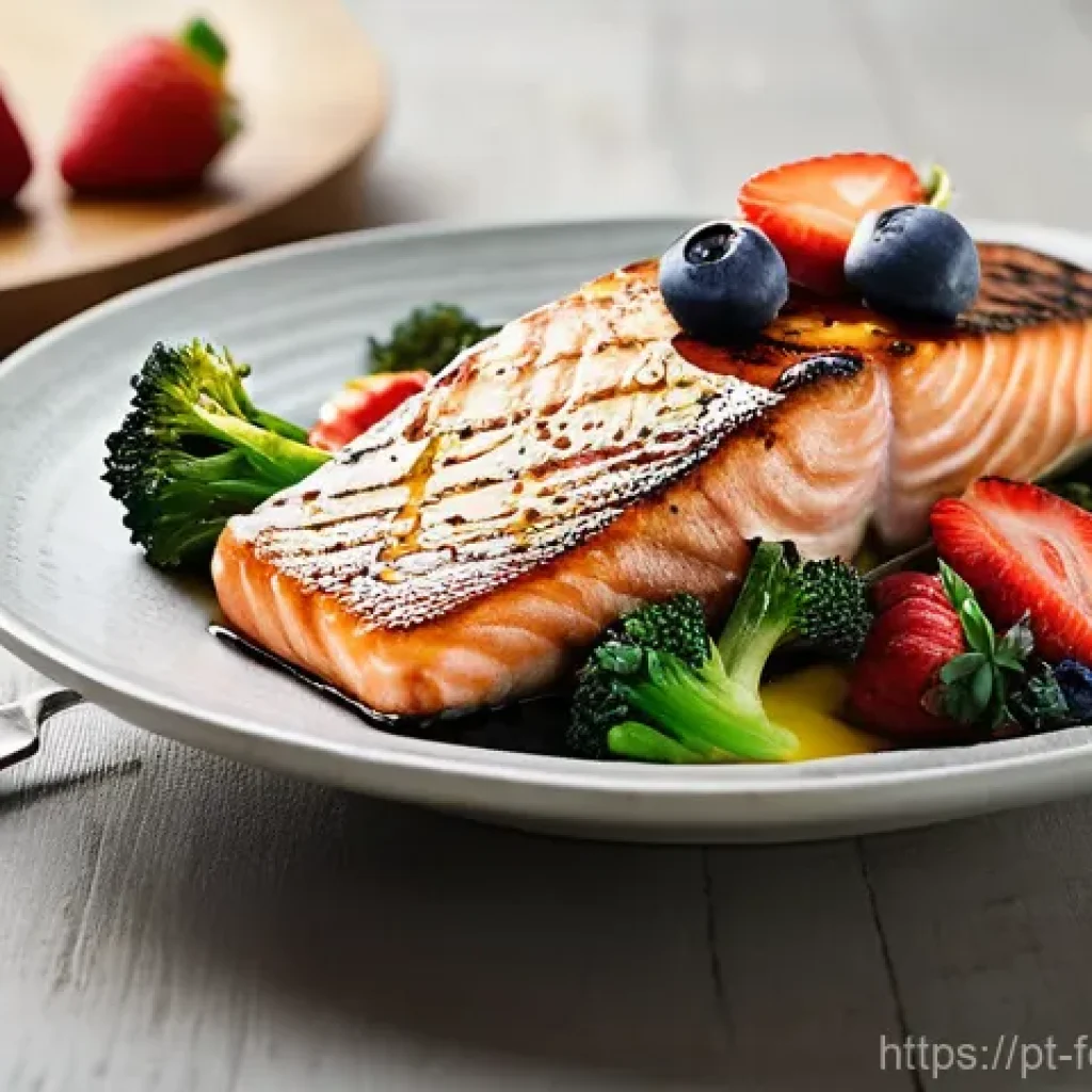 심혈관 질환과 식단 - **Prompt:** A vibrant, close-up shot of a healthy and colorful meal for one, perfectly arranged on a...