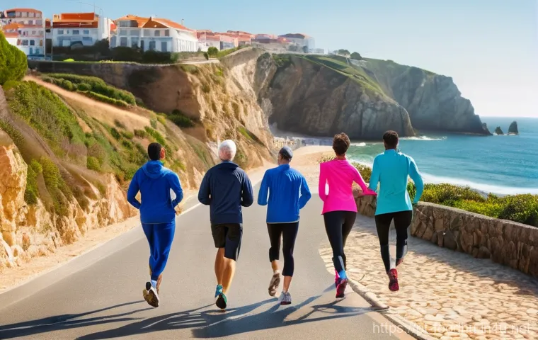 운동과 영양학 - **Prompt:** A diverse group of active individuals, men and women of various ages, enjoying a brisk w...