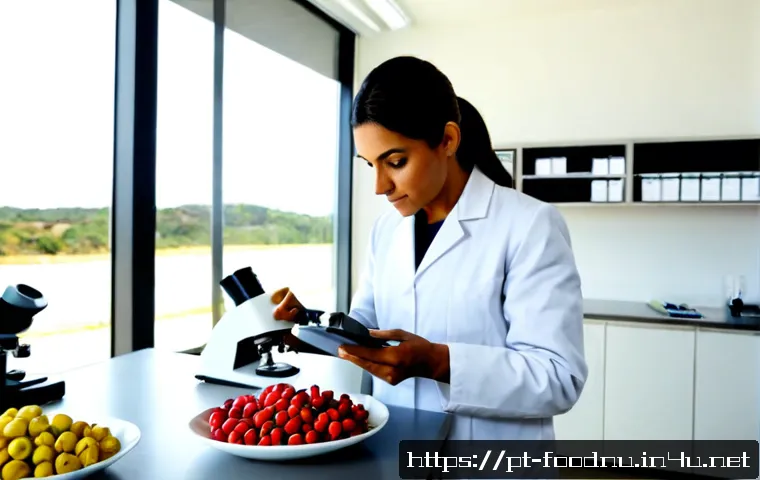 기능성 식품 연구 - Photorealistic functional food research laboratory in Portugal, diverse Portuguese food scientists i...